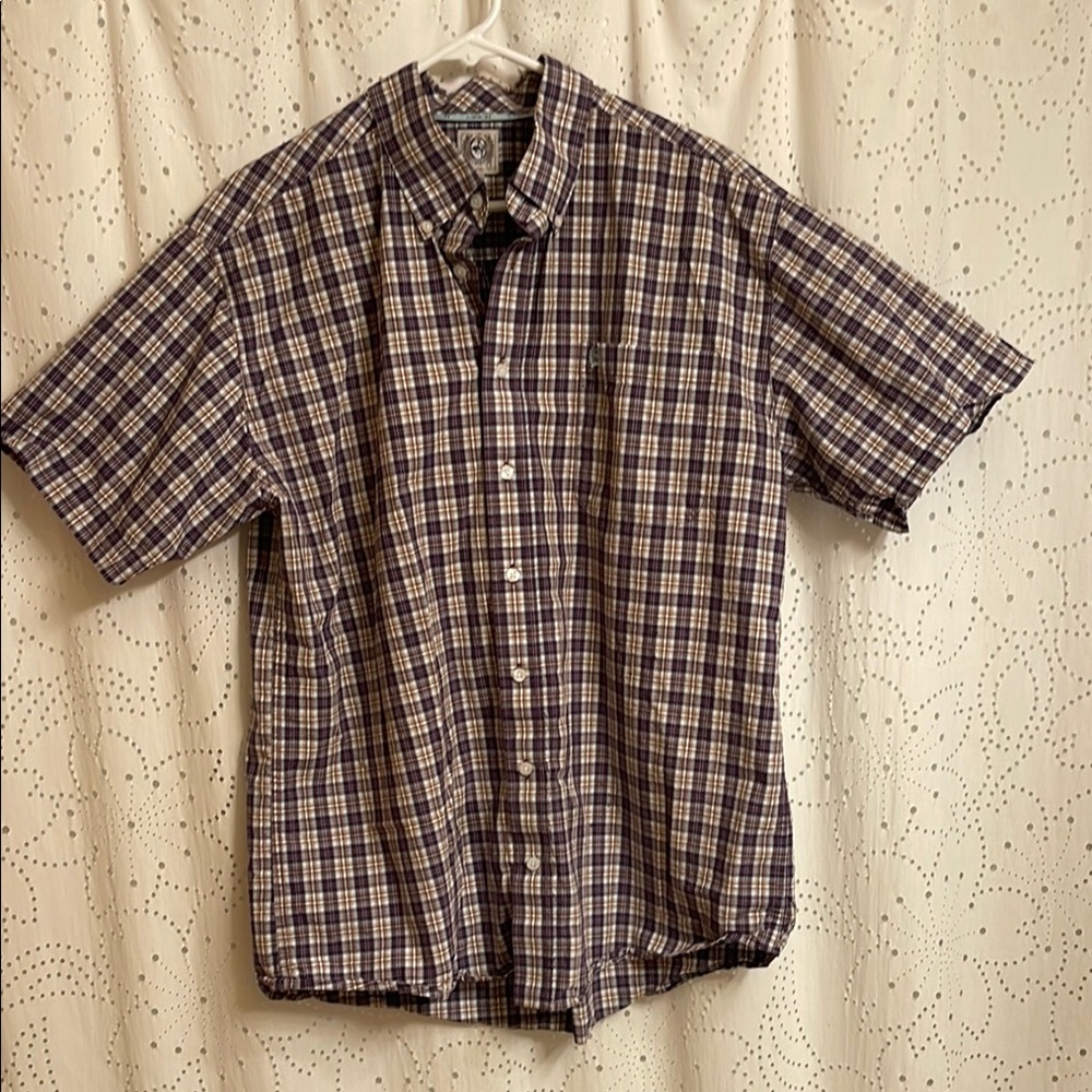 Cinch Men's Purple and White Plaid Button Down Shirt